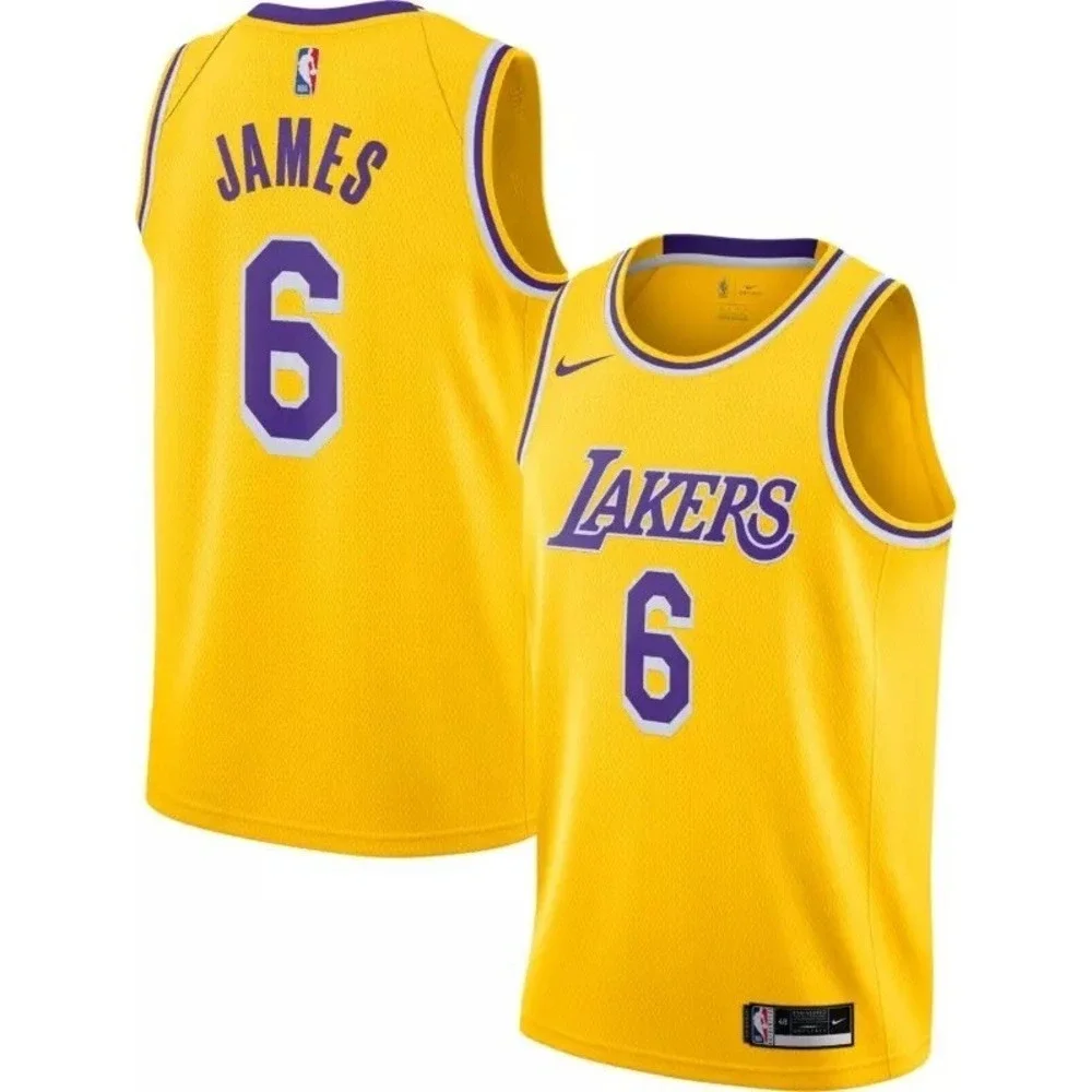 NIKE LeBron James Lakers Icon Swingman Jersey Yellow Sz S *NEW* CW3669-738 $110